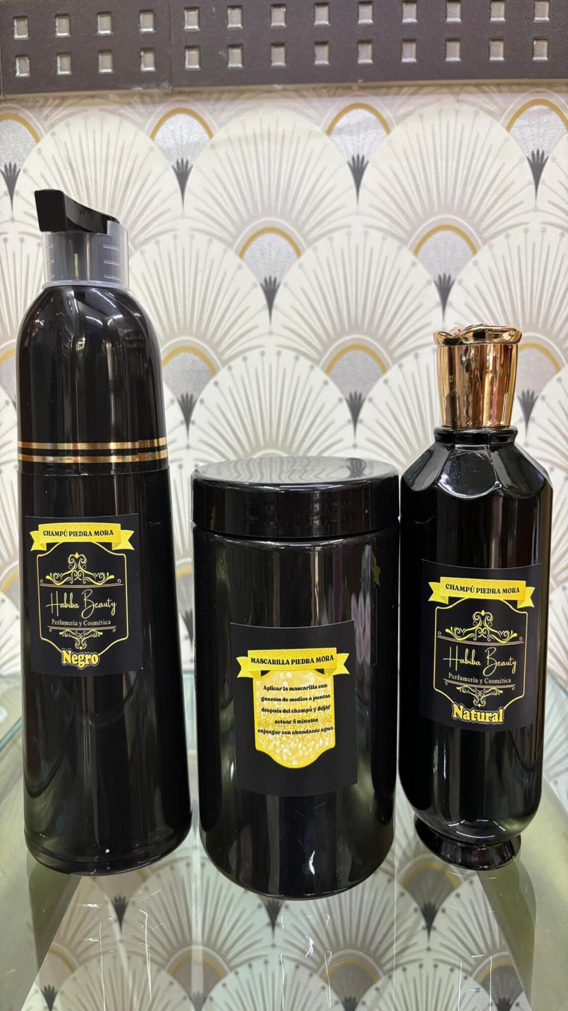 Pack Capilar Piedra Mora Habiba Beauty color negro